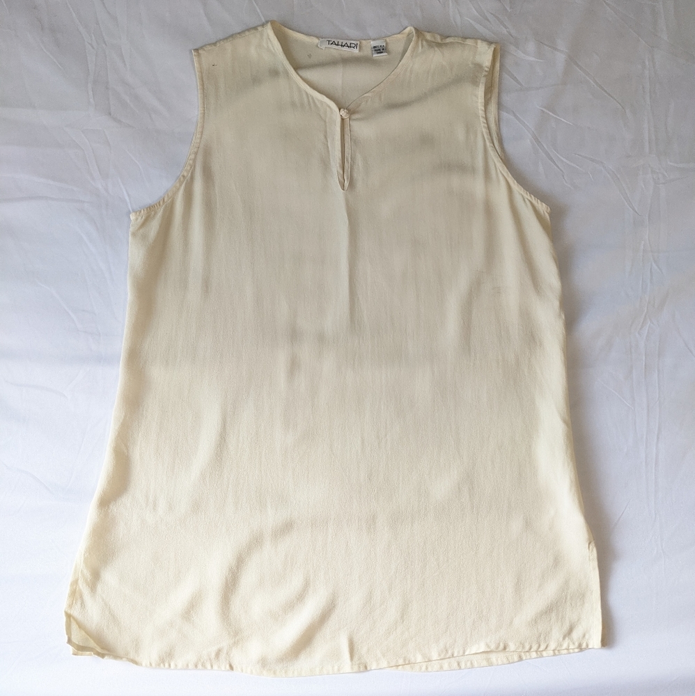 Tahari Sleeveless Silk Top Creamy Beige Women's Size 8